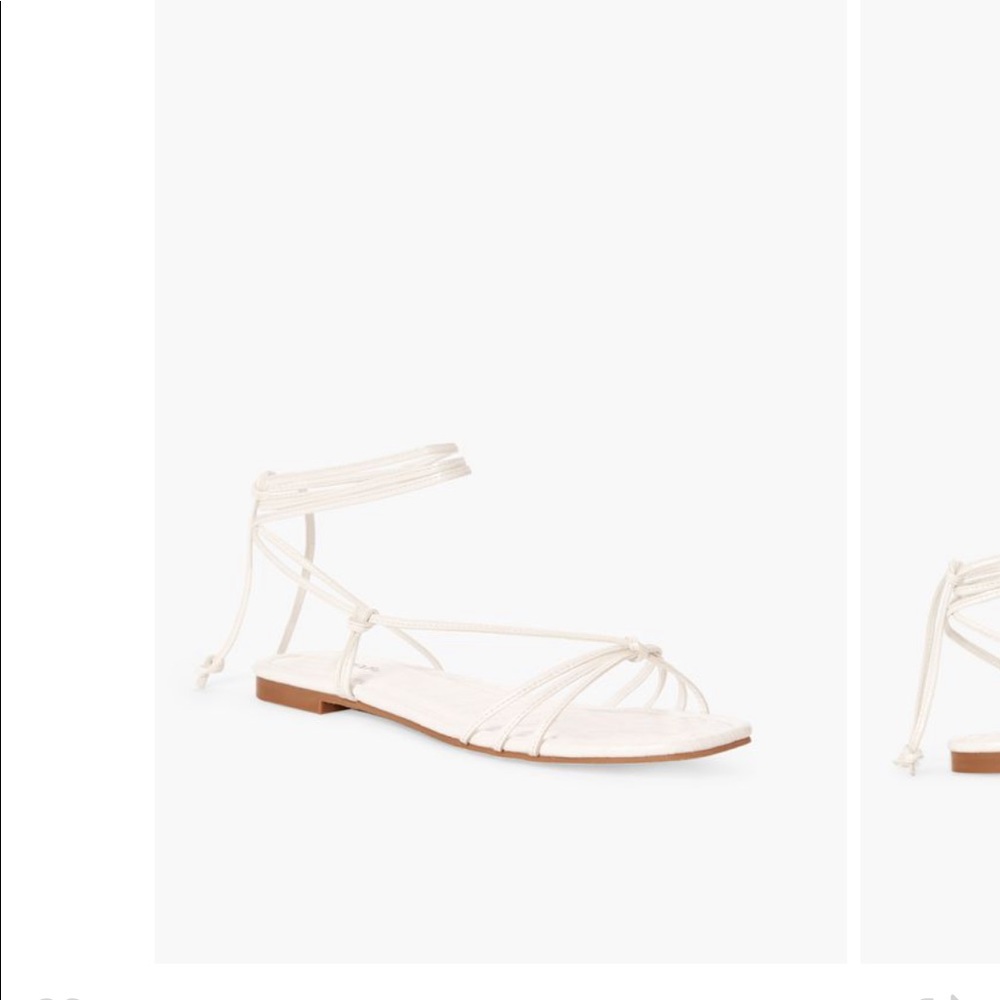 white strappy flats